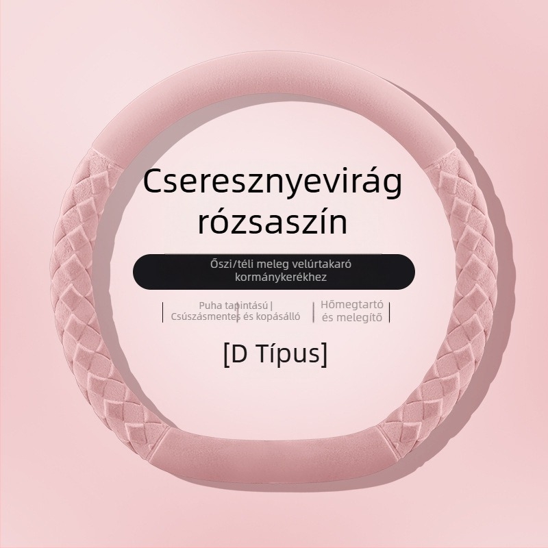Kormánykerék huzat - téli plüss, csíkos minta, modern minimalist stílus, műanyag plüss anyag, univerzális illeszkedés