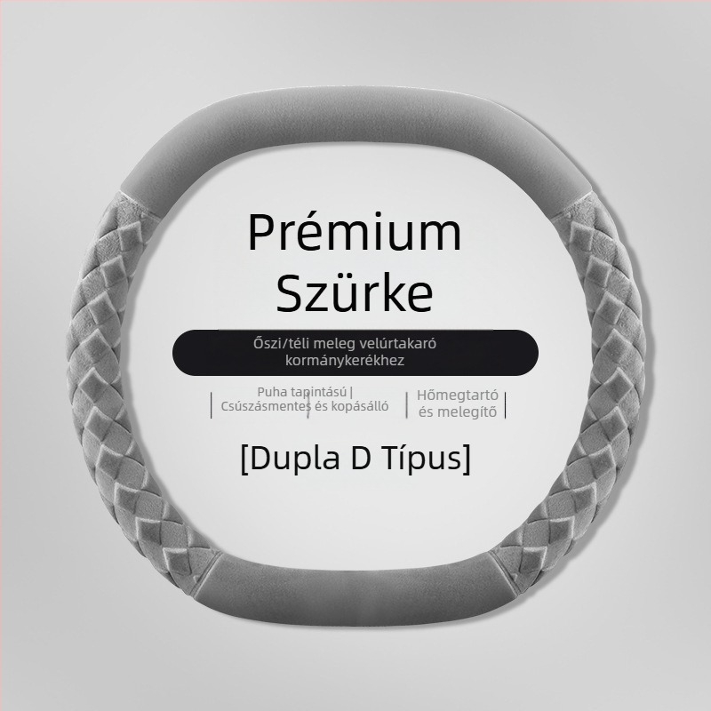 Kormánykerék huzat - téli plüss, csíkos minta, modern minimalist stílus, műanyag plüss anyag, univerzális illeszkedés