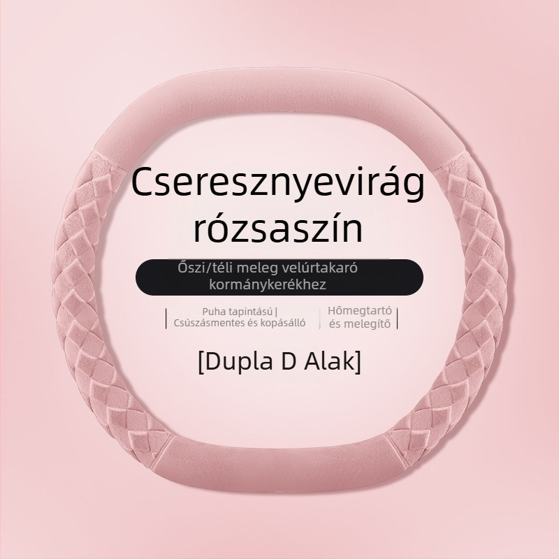 Kormánykerék huzat - téli plüss, csíkos minta, modern minimalist stílus, műanyag plüss anyag, univerzális illeszkedés