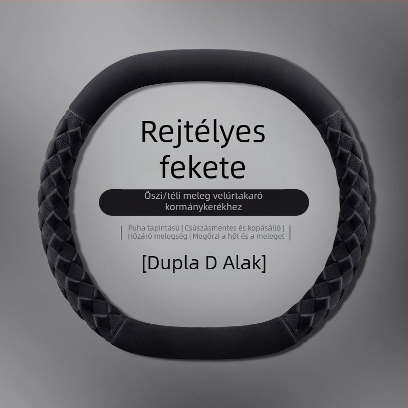 Kormánykerék huzat - téli plüss, csíkos minta, modern minimalist stílus, műanyag plüss anyag, univerzális illeszkedés