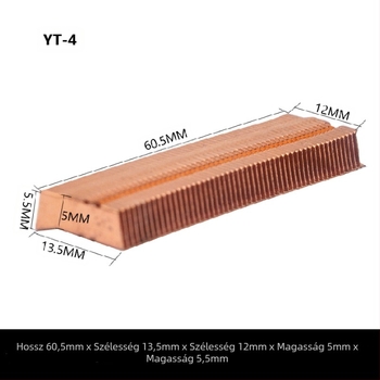 Réz hűtő grafikus kártyához, bordázott hűtőbordákkal, modell 01; anyag réz; notebookhoz; cső nélküli
