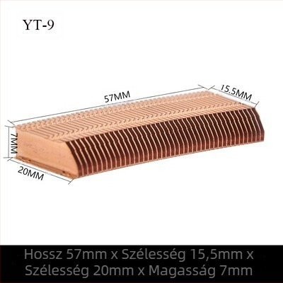 Réz hűtő grafikus kártyához, bordázott hűtőbordákkal, modell 01; anyag réz; notebookhoz; cső nélküli