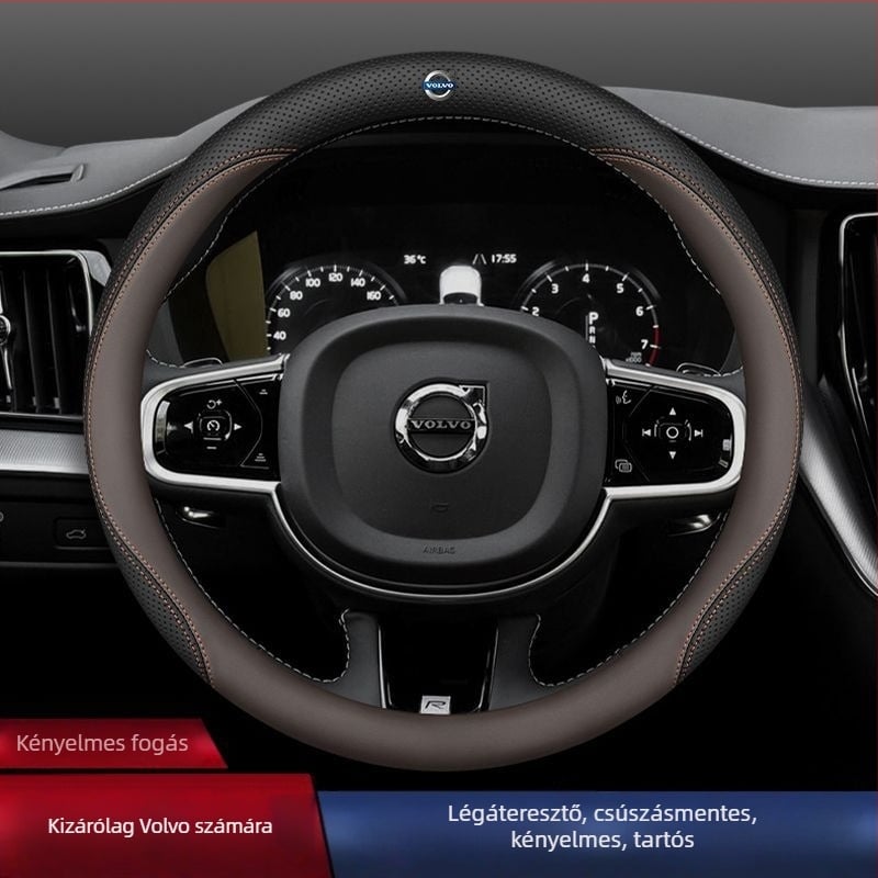 Volvo kormánykerék huzat – univerzális felhelyezés, műbőr, nyomtatott minta, testreszabható, gépi varrás