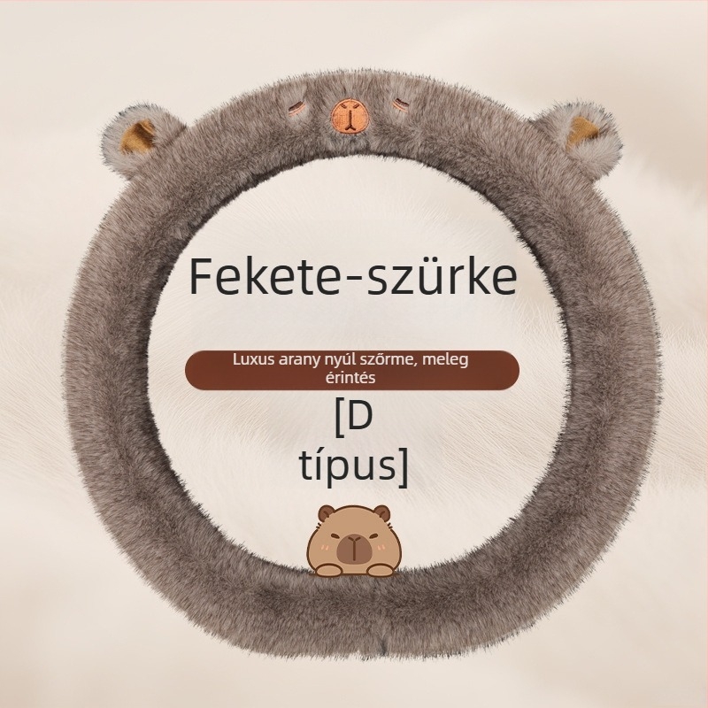 Volánvédő, aranyos rajzfilm mintás plüss dizájn, téli, univerzális illeszkedés, mesterséges plüss anyag