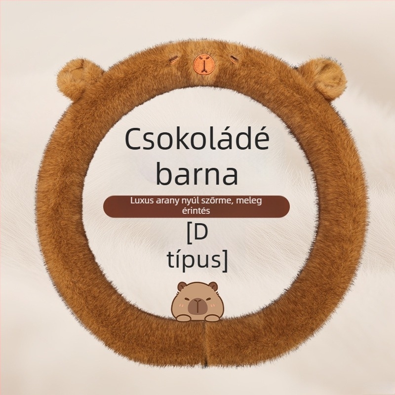 Volánvédő, aranyos rajzfilm mintás plüss dizájn, téli, univerzális illeszkedés, mesterséges plüss anyag