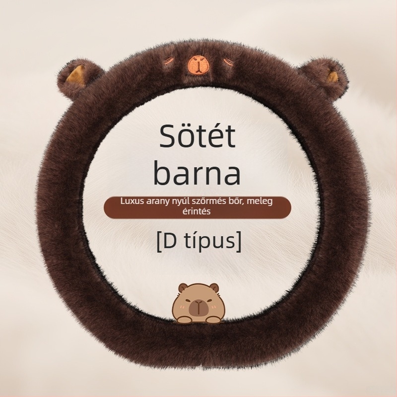 Volánvédő, aranyos rajzfilm mintás plüss dizájn, téli, univerzális illeszkedés, mesterséges plüss anyag