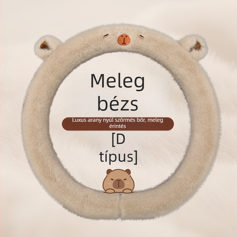 Volánvédő, aranyos rajzfilm mintás plüss dizájn, téli, univerzális illeszkedés, mesterséges plüss anyag