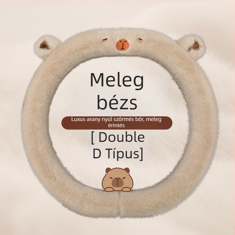 Volánvédő, aranyos rajzfilm mintás plüss dizájn, téli, univerzális illeszkedés, mesterséges plüss anyag