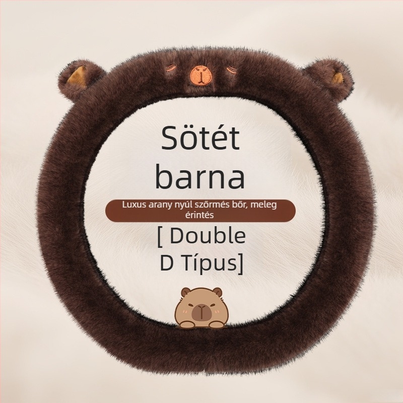 Volánvédő, aranyos rajzfilm mintás plüss dizájn, téli, univerzális illeszkedés, mesterséges plüss anyag