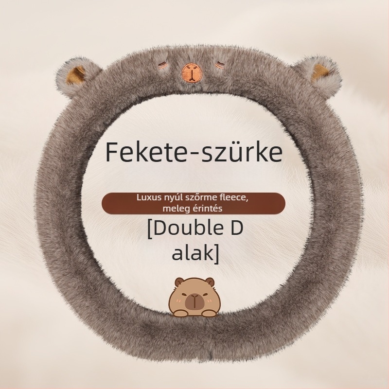Volánvédő, aranyos rajzfilm mintás plüss dizájn, téli, univerzális illeszkedés, mesterséges plüss anyag