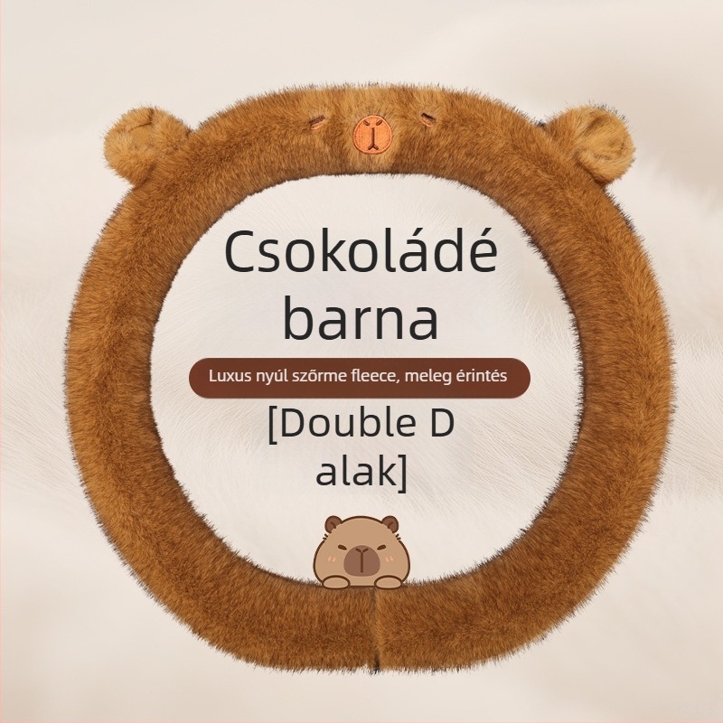 Volánvédő, aranyos rajzfilm mintás plüss dizájn, téli, univerzális illeszkedés, mesterséges plüss anyag