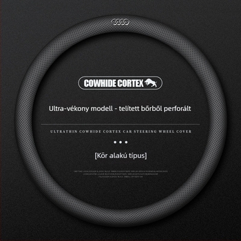 Bőr kormányvédő Audihoz, 38 cm átmérő, négy évszakos, egyszerű stílus, kompatibilis az A4L, A6, A3, A5, A7, A8, Q2L, Q3, Q5, Q7, Q8 modellekkel