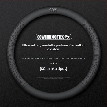 Bőr kormányvédő Audihoz, 38 cm átmérő, négy évszakos, egyszerű stílus, kompatibilis az A4L, A6, A3, A5, A7, A8, Q2L, Q3, Q5, Q7, Q8 modellekkel