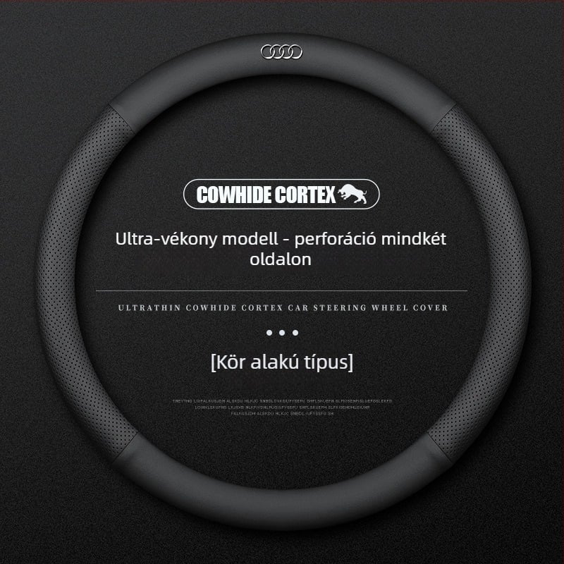Bőr kormányvédő Audihoz, 38 cm átmérő, négy évszakos, egyszerű stílus, kompatibilis az A4L, A6, A3, A5, A7, A8, Q2L, Q3, Q5, Q7, Q8 modellekkel