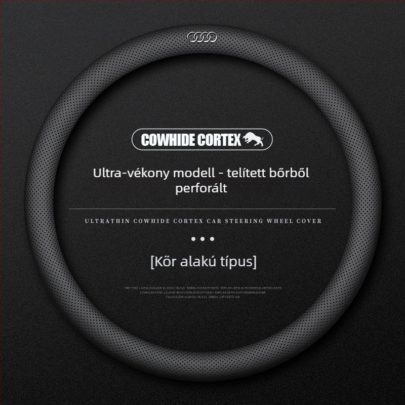 Bőr kormányvédő Audihoz, 38 cm átmérő, négy évszakos, egyszerű stílus, kompatibilis az A4L, A6, A3, A5, A7, A8, Q2L, Q3, Q5, Q7, Q8 modellekkel
