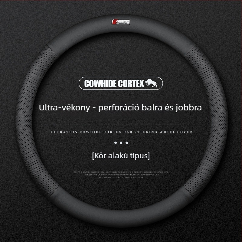 Bőr kormányvédő Audihoz, 38 cm átmérő, négy évszakos, egyszerű stílus, kompatibilis az A4L, A6, A3, A5, A7, A8, Q2L, Q3, Q5, Q7, Q8 modellekkel