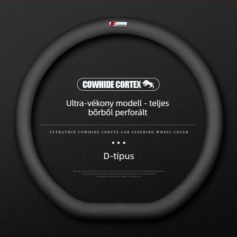 Bőr kormányvédő Audihoz, 38 cm átmérő, négy évszakos, egyszerű stílus, kompatibilis az A4L, A6, A3, A5, A7, A8, Q2L, Q3, Q5, Q7, Q8 modellekkel