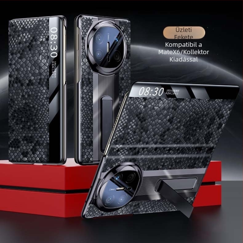 Huawei MateX6 bőr tok elektroplatírozott pályaminta, X6 objektív védelem, tehénbőr