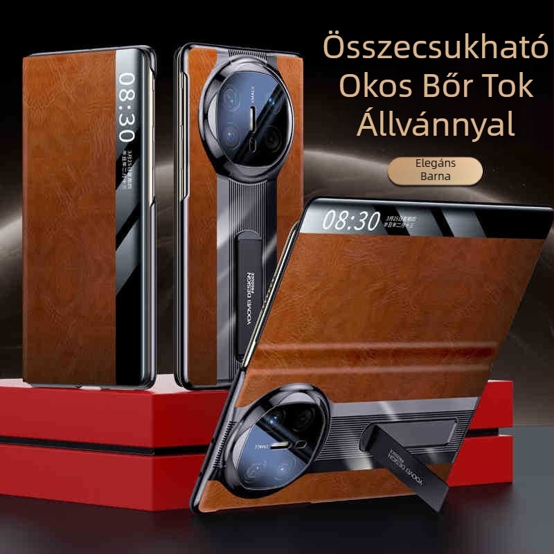 Huawei MateX6 bőr tok elektroplatírozott pályaminta, X6 objektív védelem, tehénbőr