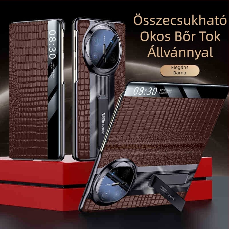 Huawei MateX6 bőr tok elektroplatírozott pályaminta, X6 objektív védelem, tehénbőr