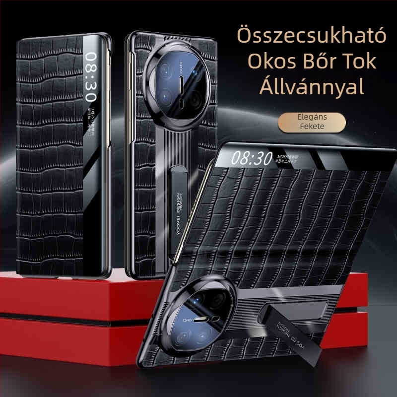 Huawei MateX6 bőr tok elektroplatírozott pályaminta, X6 objektív védelem, tehénbőr