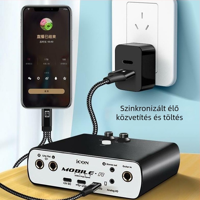 Multifunkciós OTG audió kábel, 1–2 elágazó, Apple Type-C kompatibilis, kiterjesztett átvitel, interfészek: Lightning/OTG/Micro USB/Type-C, maximális kimeneti teljesítmény 10, anyag: szőtt