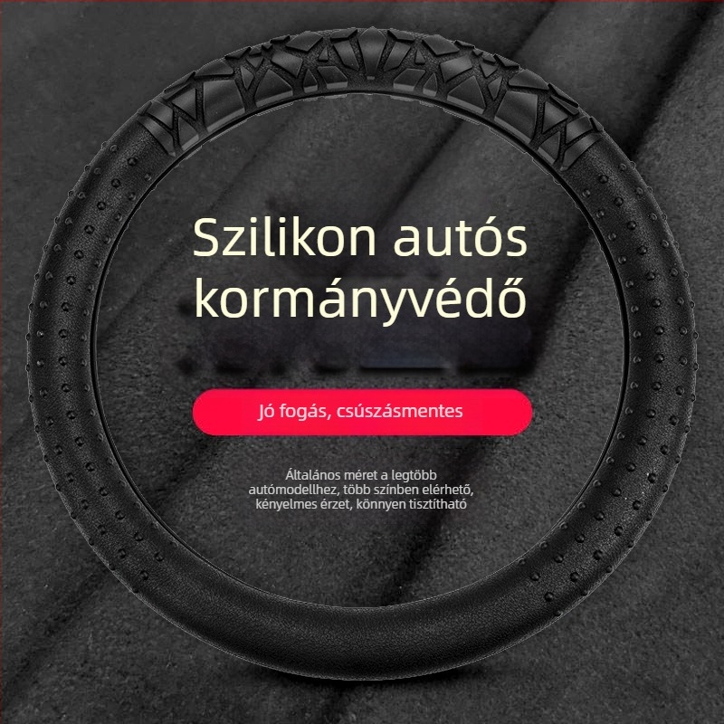 Szilikon kormánykerékvédő, csúszásmentes, kopásálló, nagy rugalmasságú, univerzális minden évszakhoz