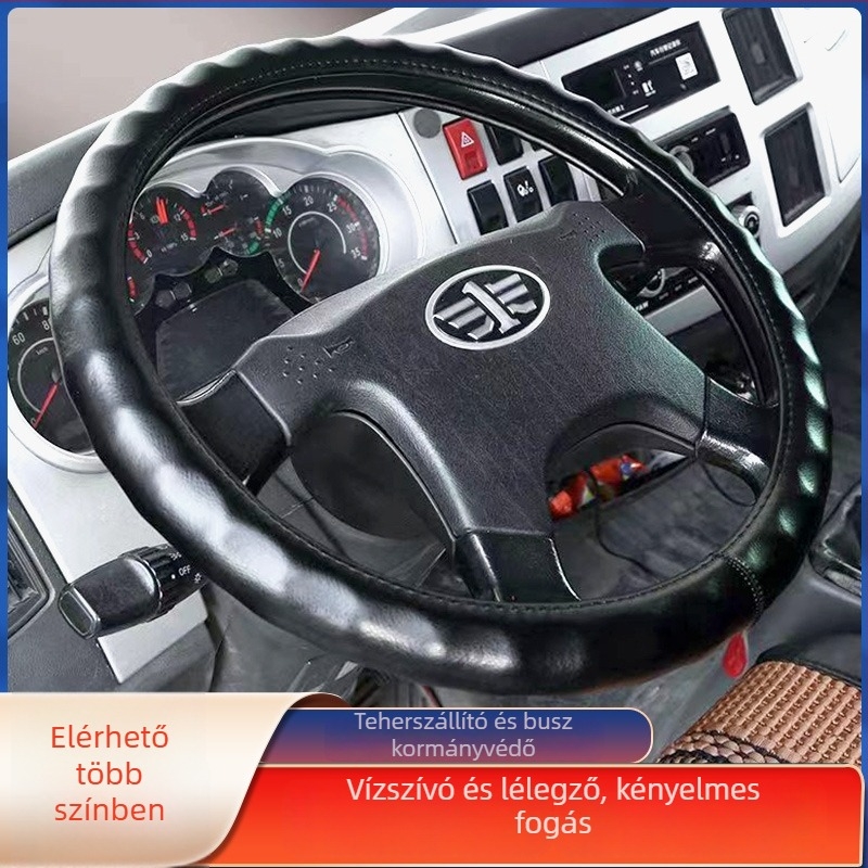 Valódi bőr kormányhuzat kamionok és buszok számára – univerzális illeszkedés, egész éves használat, egyszerű stílus