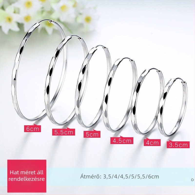 Romantic Legends ezüst fülbevalók – kör alakú karikák, Net Red Wind stílus, nők számára