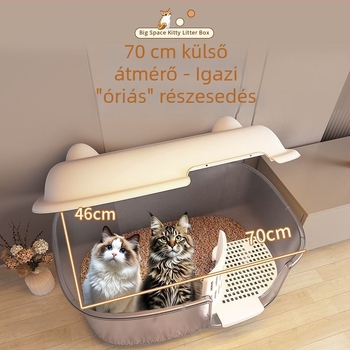 Macskaalom tálca, folyosó típusú, anti-spill, félig zárt, átlátszó, PVC konstrukció