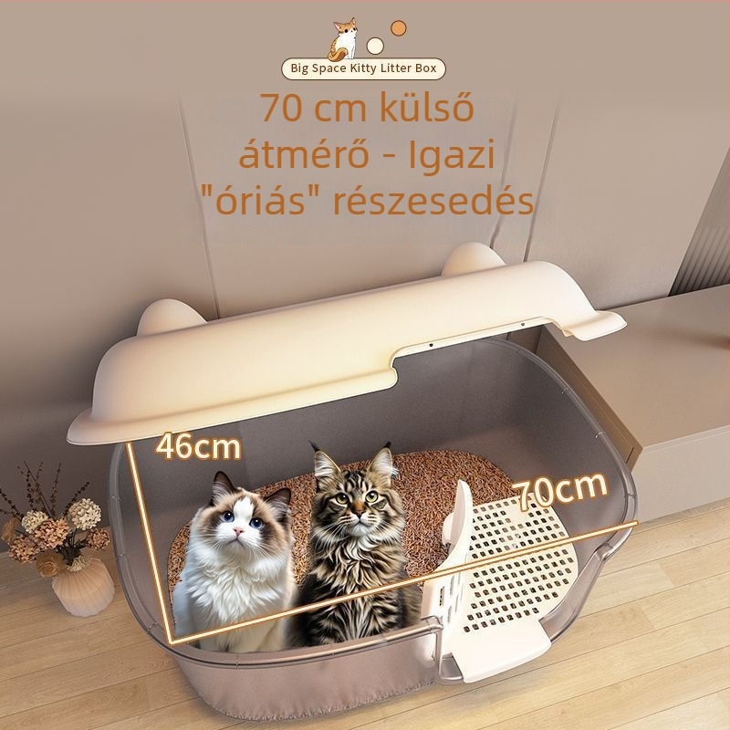 Macskaalom tálca, folyosó típusú, anti-spill, félig zárt, átlátszó, PVC konstrukció