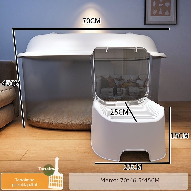 Macskaalom tálca, folyosó típusú, anti-spill, félig zárt, átlátszó, PVC konstrukció