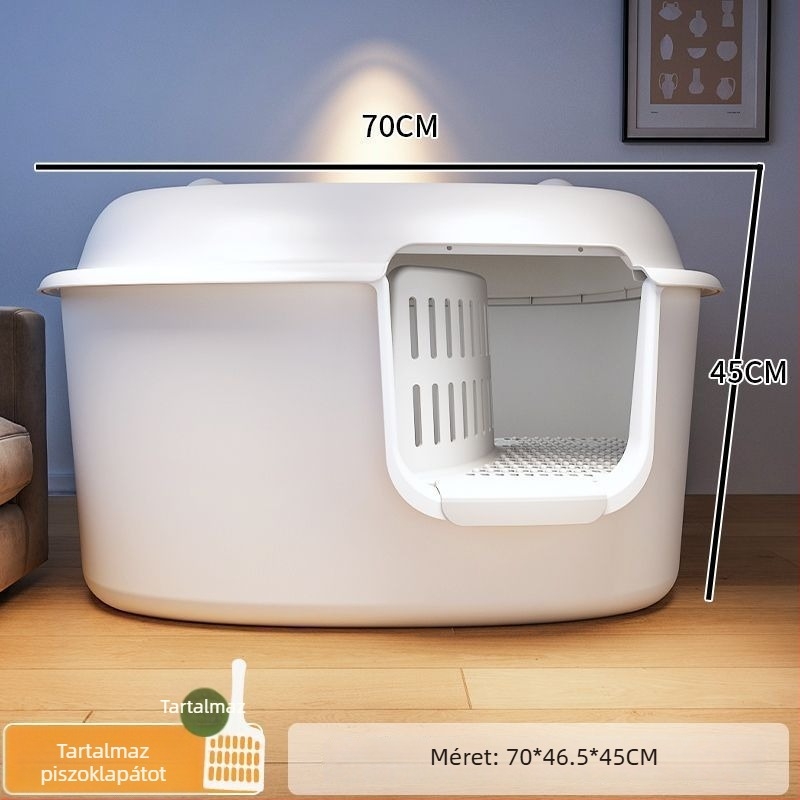 Macskaalom tálca, folyosó típusú, anti-spill, félig zárt, átlátszó, PVC konstrukció