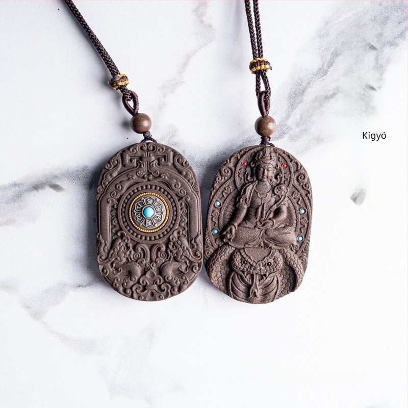 12 zodiákus jelzésű borostyán medál Manjushri Bodhisattva ábrával, fa autóba akasztható kiegészítő, kézzel faragott