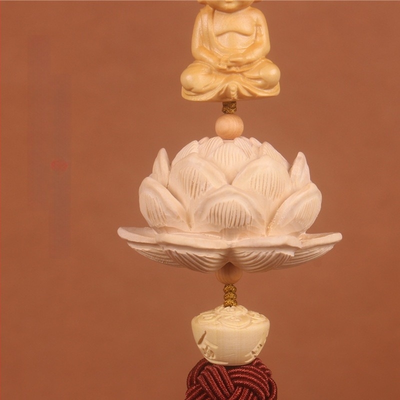 Tim Fook Bole Boxwood Lotus autó belső dekoráció, hátsó tükrös medál, hagyományos stílus