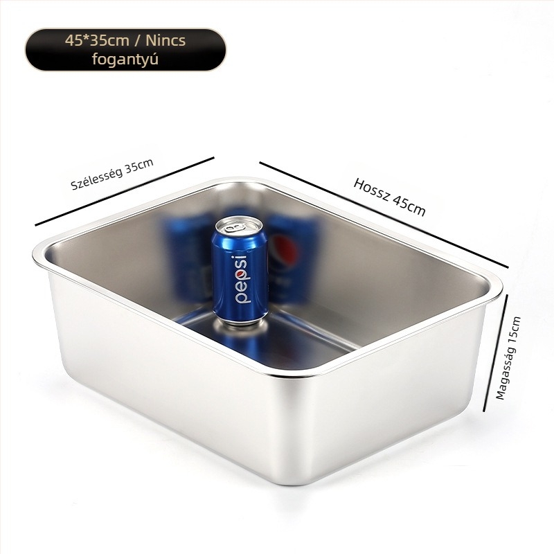 Nagy méretű nyitott macskaalmotálca spriccelés elleni dizájnnal és fogantyúval – fém + műanyag