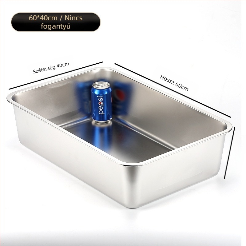 Nagy méretű nyitott macskaalmotálca spriccelés elleni dizájnnal és fogantyúval – fém + műanyag