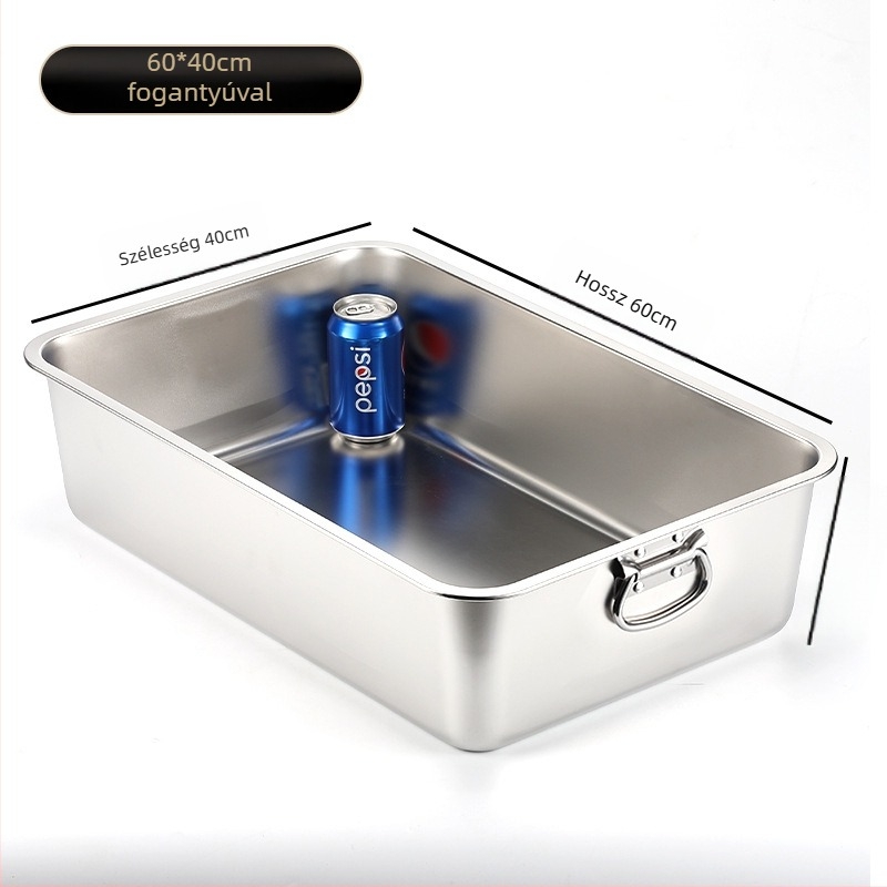 Nagy méretű nyitott macskaalmotálca spriccelés elleni dizájnnal és fogantyúval – fém + műanyag