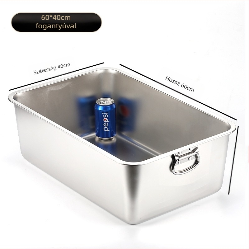 Nagy méretű nyitott macskaalmotálca spriccelés elleni dizájnnal és fogantyúval – fém + műanyag