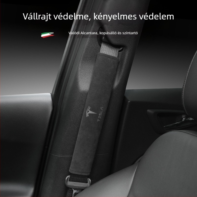 SNBLO Gap Plug ülésöv vállpárna Tesla Model 3/Y/S/X – Alcantara szövésű velúr, logó nyomtatás, testreszabható