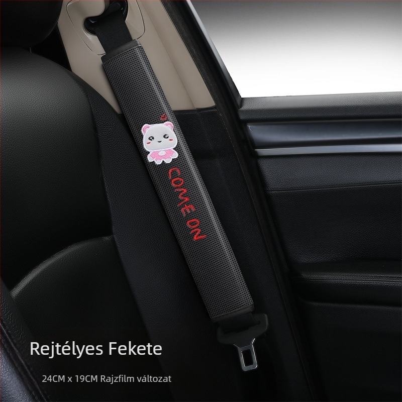 Autó biztonsági öv vállvédő huzat – karikatúra dizájn, poliészter anyag, testre szabható, nyomtatott logó