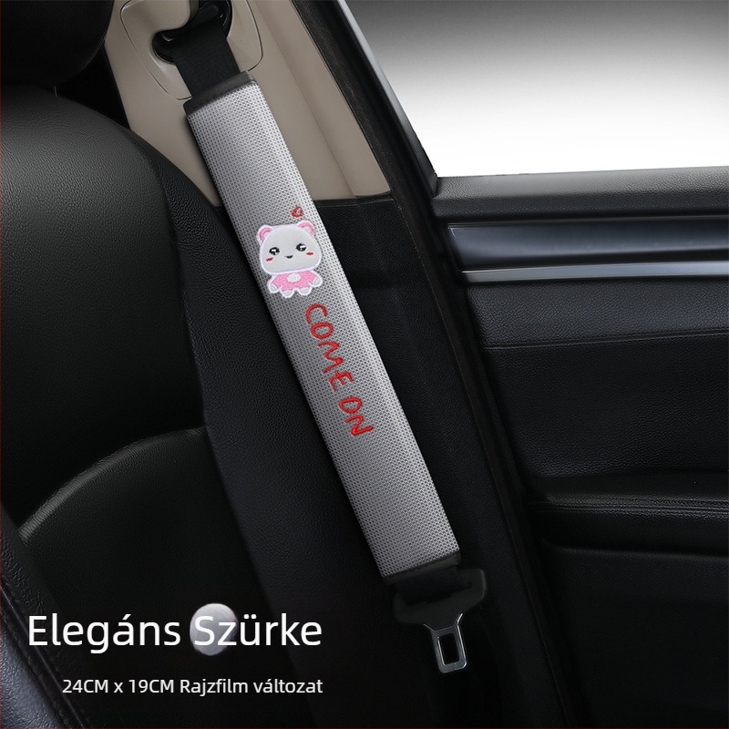 Autó biztonsági öv vállvédő huzat – karikatúra dizájn, poliészter anyag, testre szabható, nyomtatott logó