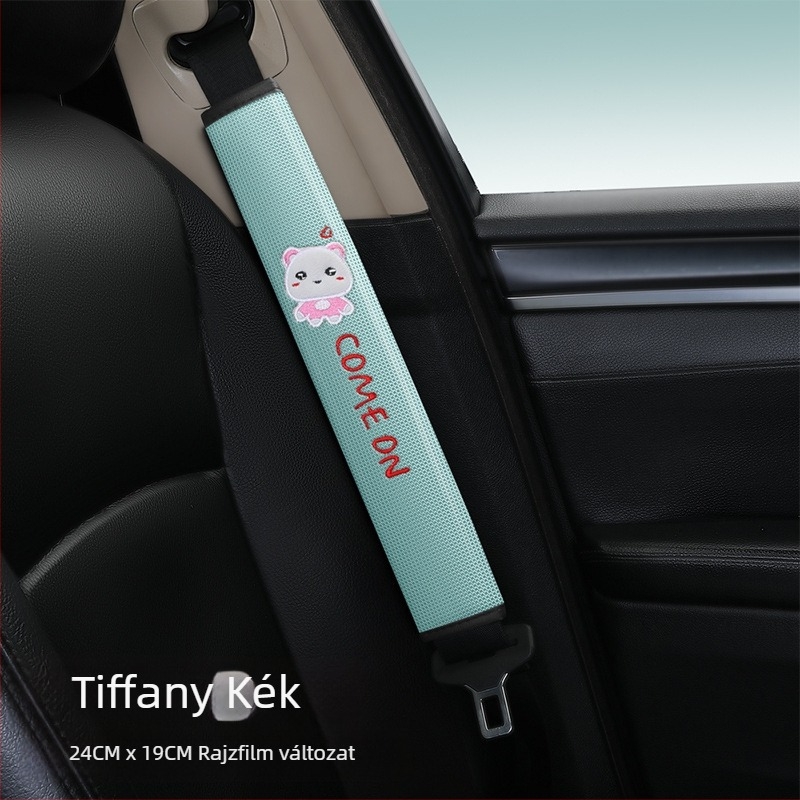 Autó biztonsági öv vállvédő huzat – karikatúra dizájn, poliészter anyag, testre szabható, nyomtatott logó