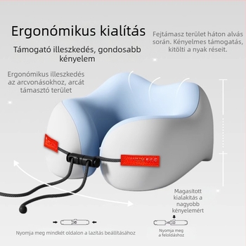 Memóriahabos U-alakú utazópárna nyaki támaszhoz, Ice Silk anyaggal, hordozható.