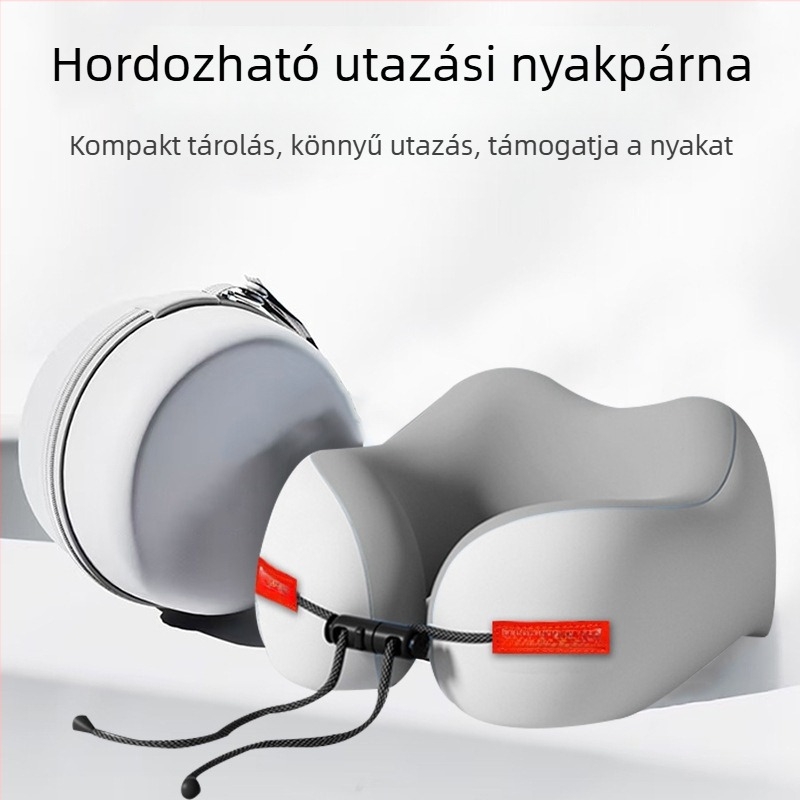 Memóriahabos U-alakú utazópárna nyaki támaszhoz, Ice Silk anyaggal, hordozható.