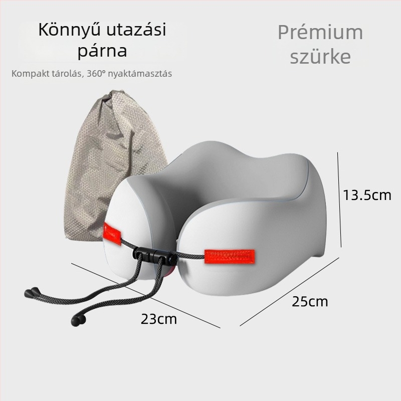 Memóriahabos U-alakú utazópárna nyaki támaszhoz, Ice Silk anyaggal, hordozható.