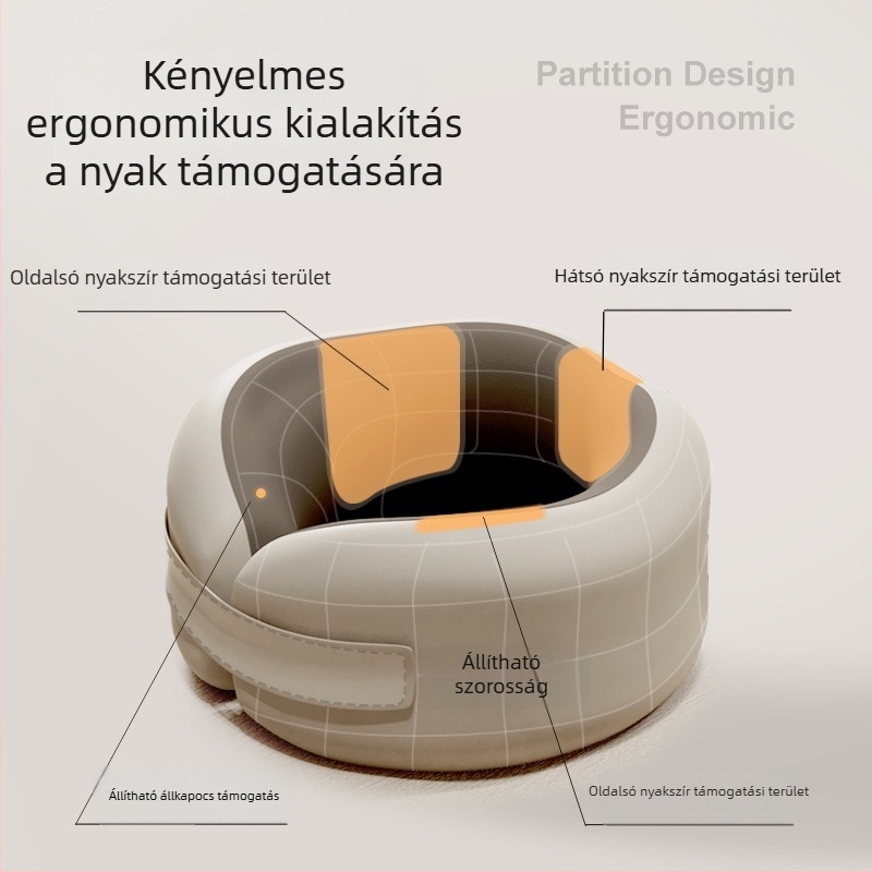 U-alakú utazó párna memóriahab töltettel, poliészter huzattal, könnyű, 0,5 kg alatt, modern minimalist dizájn