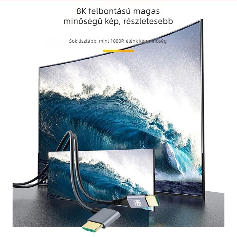 HDMI–HDMI hajlított kábel, többirányú hajlítás (fel/le/balra/jobbra), verzió 2.1, 8K-támogatás, hossz 1 m