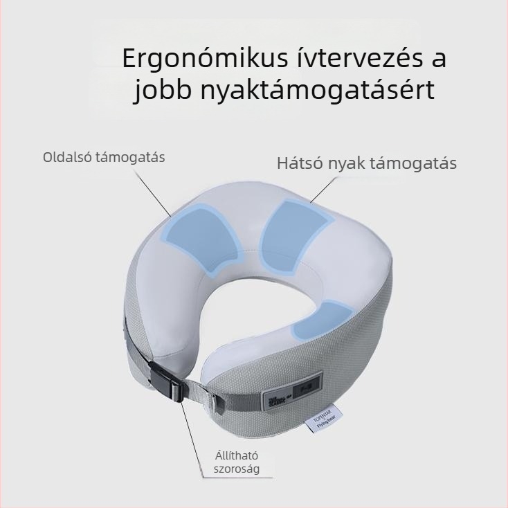 Memóriahabos U-alakú nyakpárna – utazáshoz és irodába, poliészter huzattal, hordozható