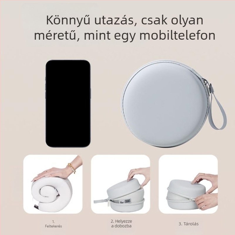 Memóriahabos U-alakú nyakpárna – utazáshoz és irodába, poliészter huzattal, hordozható